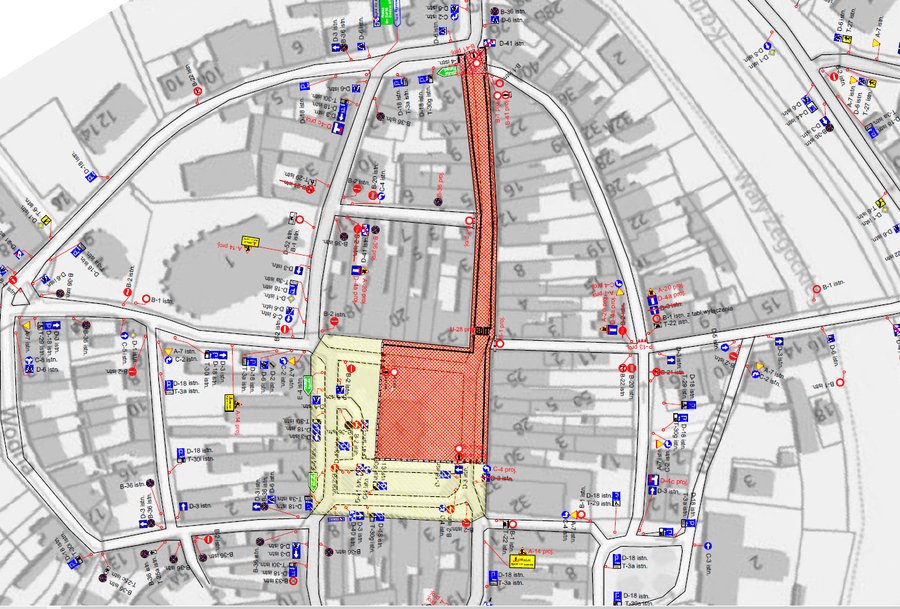 W pierwszym etapie teren budowy obejmował będzie w ul. Wrocławską i części Rynku wraz z ratuszem.