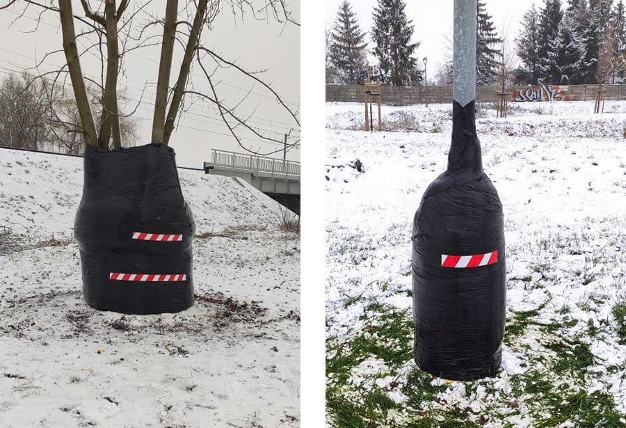 Od strony toru saneczkowego słupy i drzewa są odpowiednio zabezpieczone. 