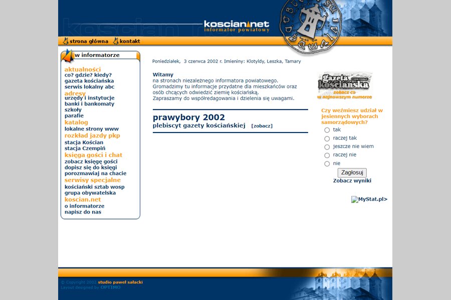 Tak wyglądała pierwsza, statyczna wersja serwisu. 