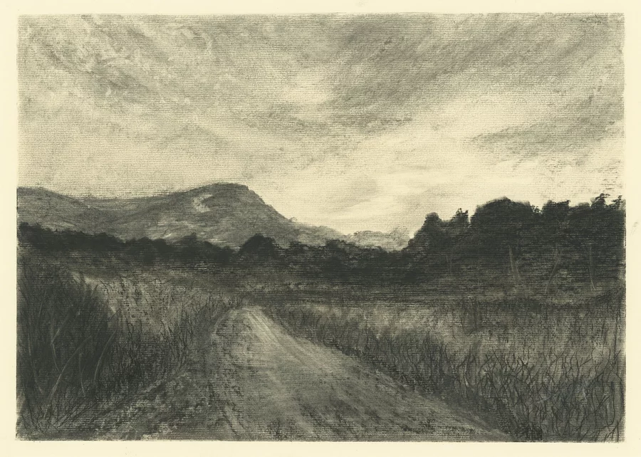 Anna Herzyk. Widok z ulicy Sanatoryjnej w Ustroniu z Małą Czantorią w tle. 