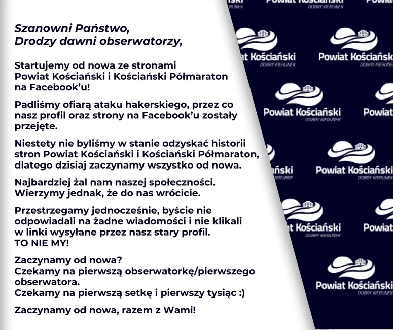 Komunikaty opublikowane na nowych kontach.