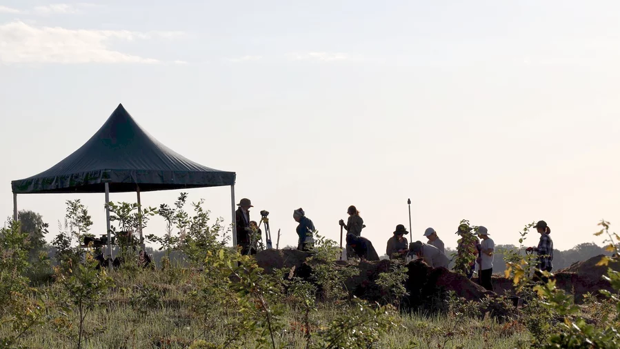 Studenci UAM podczas badań wykopaliskowych.