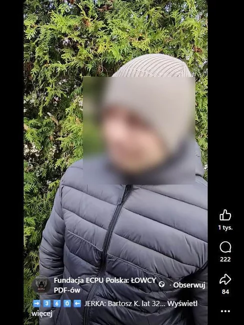 Nagranie z zatrzymania umieszczono na facebookowym profilu „łowców”. 