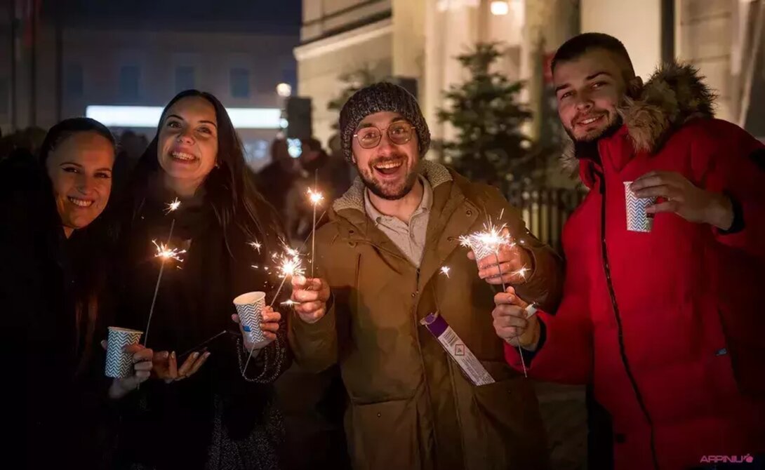 Migawka z powitania 2024 roku na kościańskim Rynku